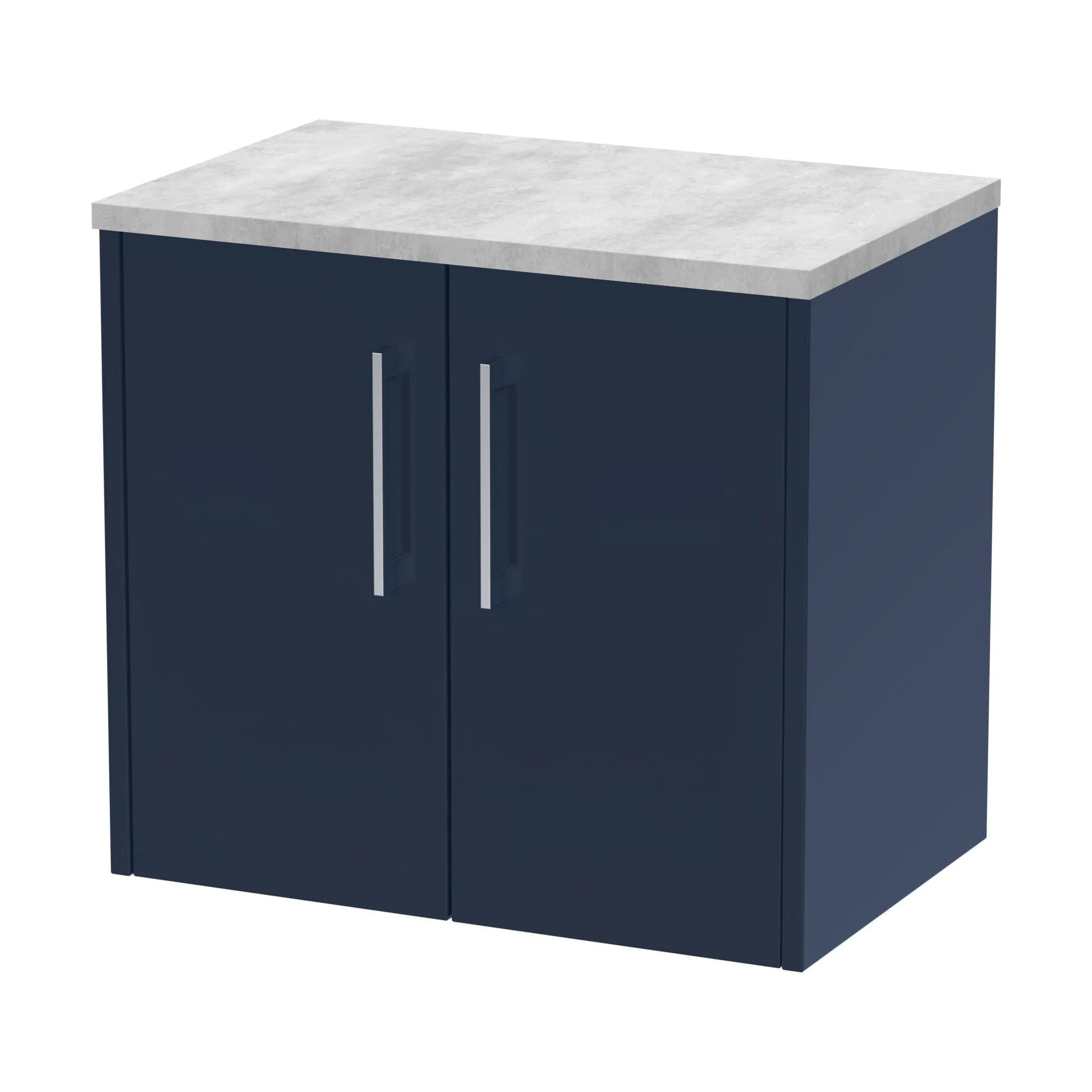 Winshill Contemporary 2 Door Wall Hung Vanity Unit with Laminate Worktop, Dark Blue, 600mm