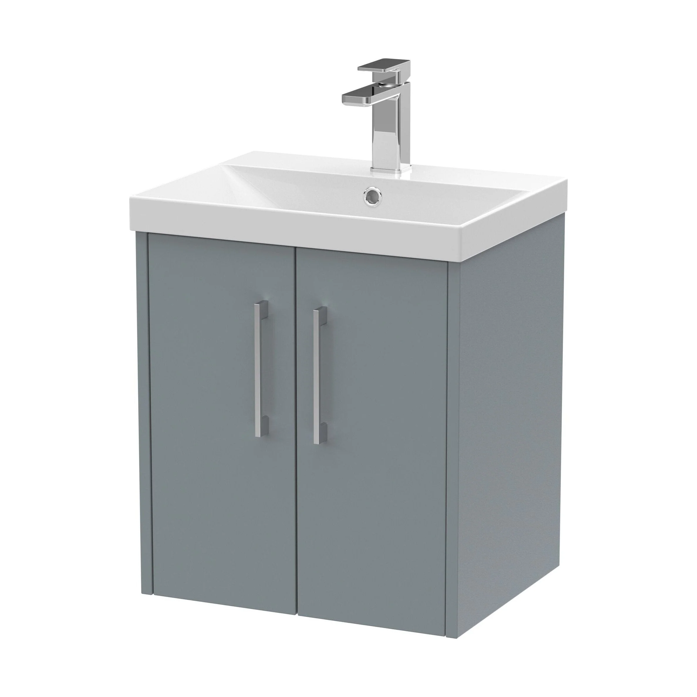 Winshill Contemporary 2 Door Wall Hung Vanity Unit with Thin Edge Basin, Grey, 500mm
