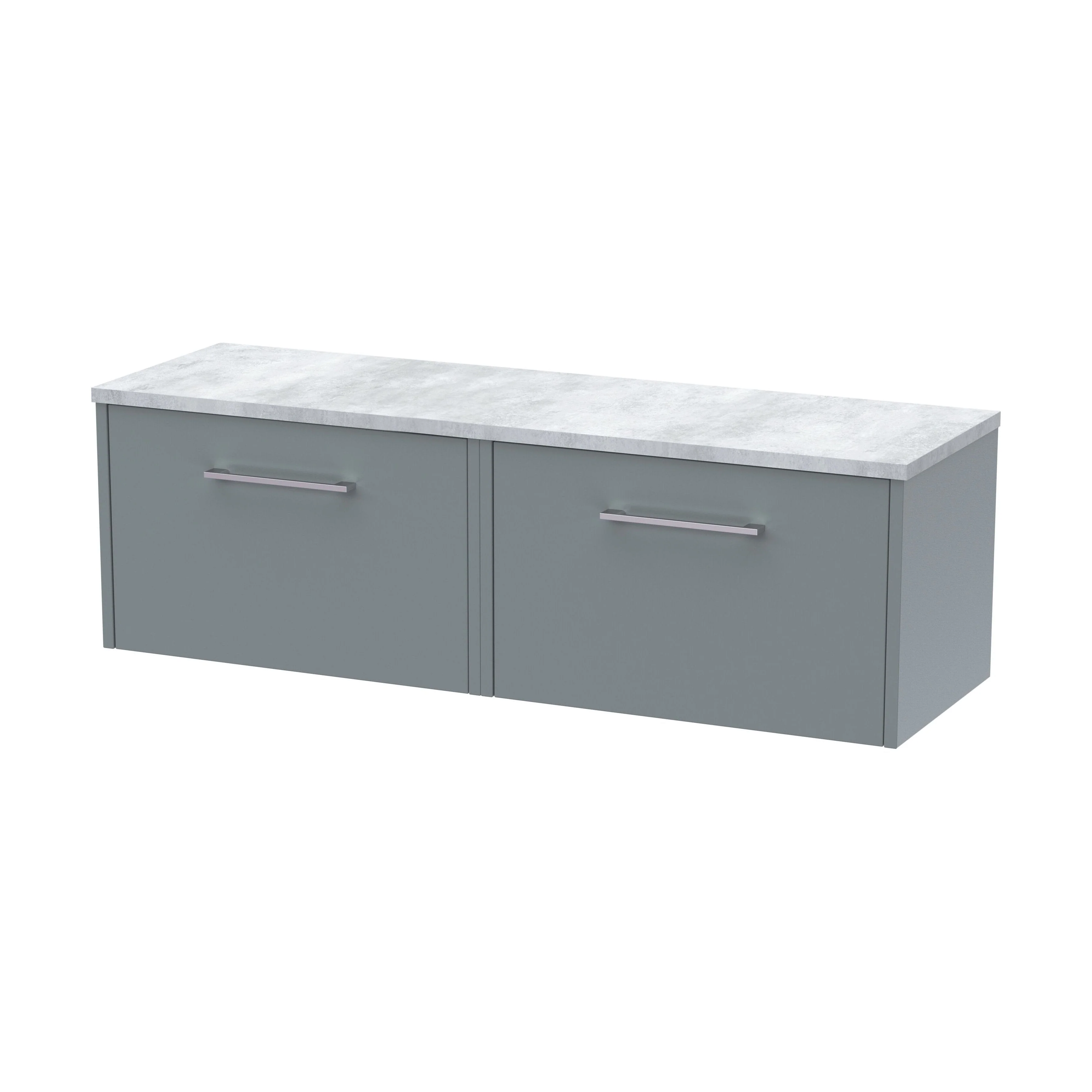 Winshill Contemporary 2 Drawer Wall Hung Vanity Unit with Laminate Worktop, Grey, 1200mm