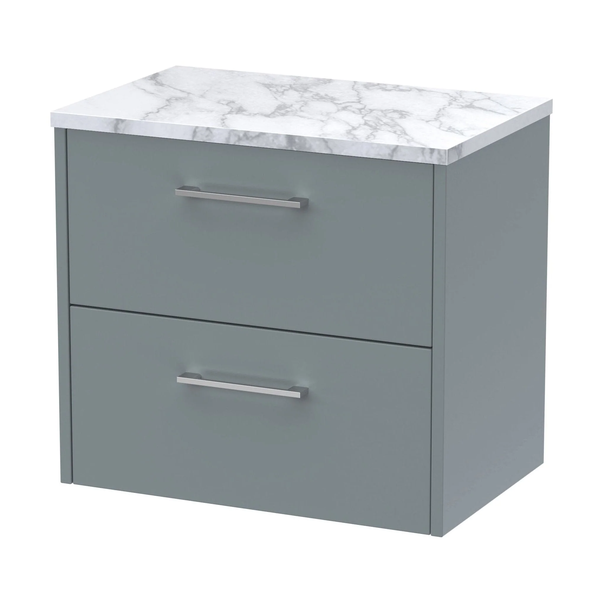 Winshill Contemporary 2 Drawer Wall Hung Vanity Unit with Laminate Worktop, Grey, 600mm