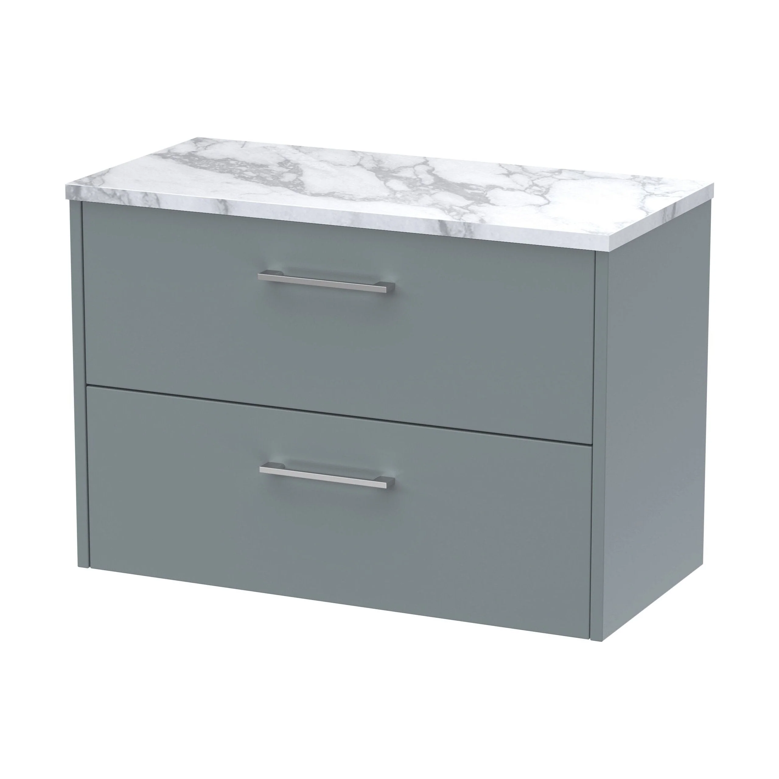 Winshill Contemporary 2 Drawer Wall Hung Vanity Unit with Laminate Worktop, Grey, 800mm
