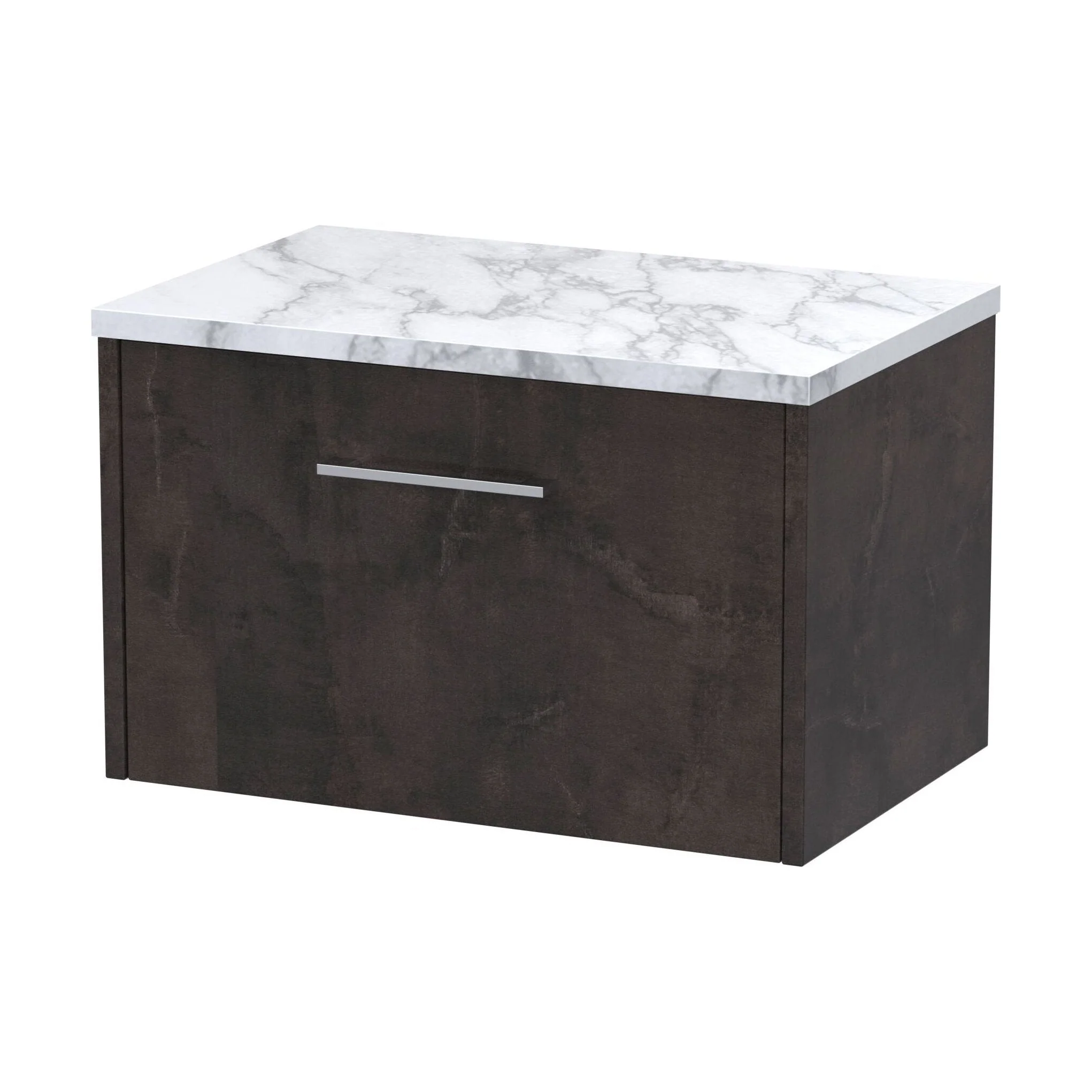 Winshill Contemporary 2 Drawer Wall Hung Vanity Unit with Laminate Worktop, Metallic Slate, 1200mm