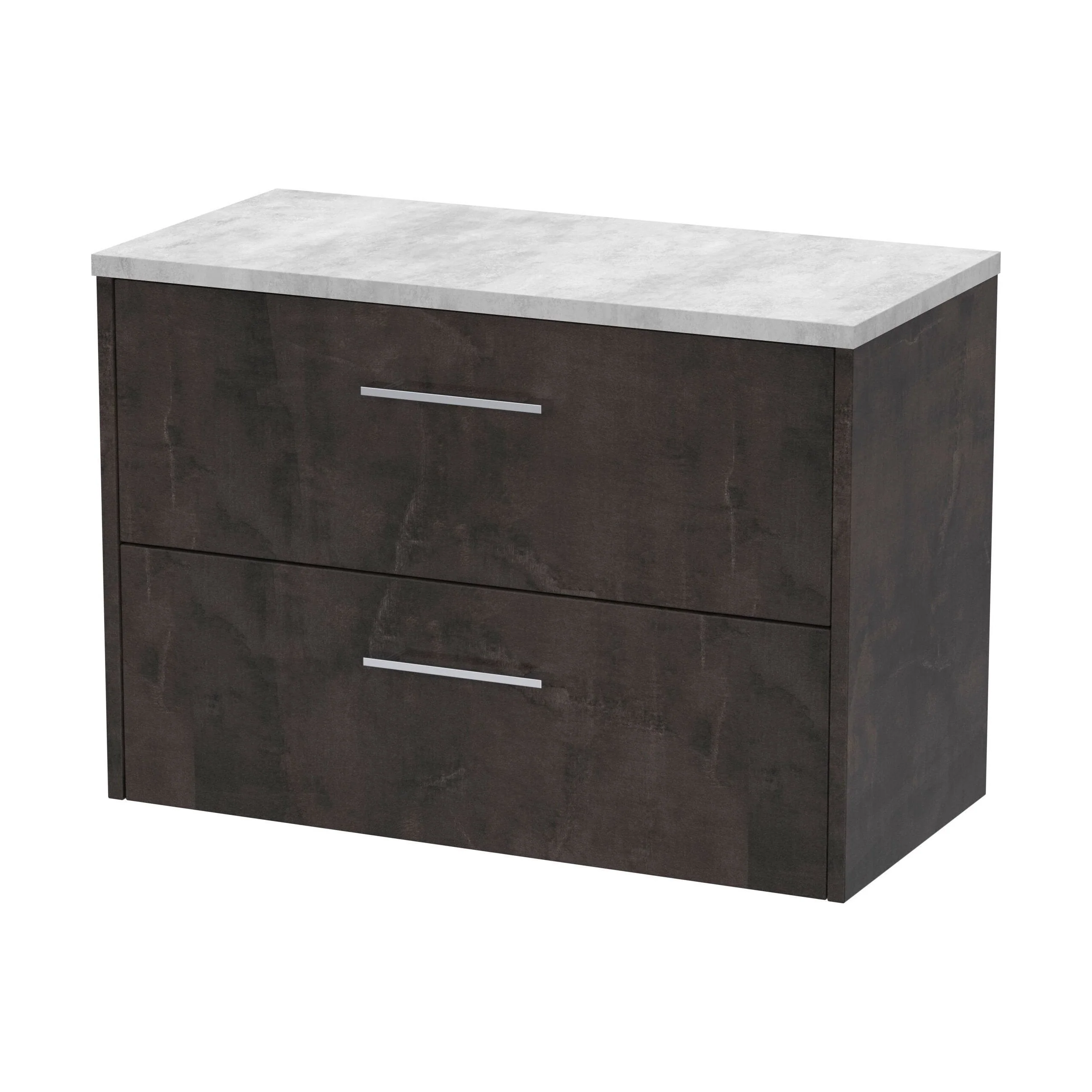Winshill Contemporary 2 Drawer Wall Hung Vanity Unit with Laminate Worktop, Metallic Slate, 800mm