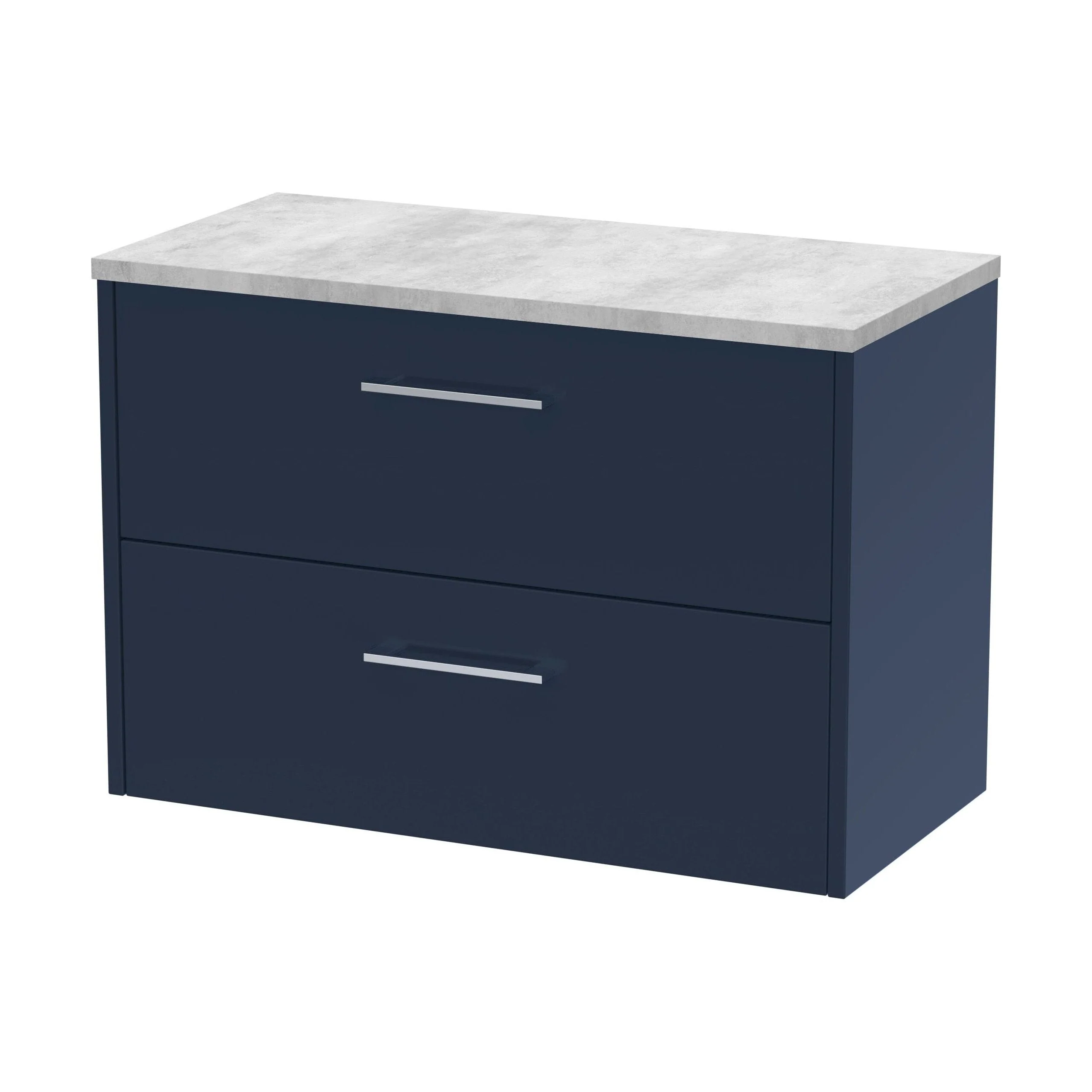 Winshill Contemporary 2 Drawer Wall Hung Vanity Unit with Laminate Worktop, Woodgrain Dark Grey, 800mm