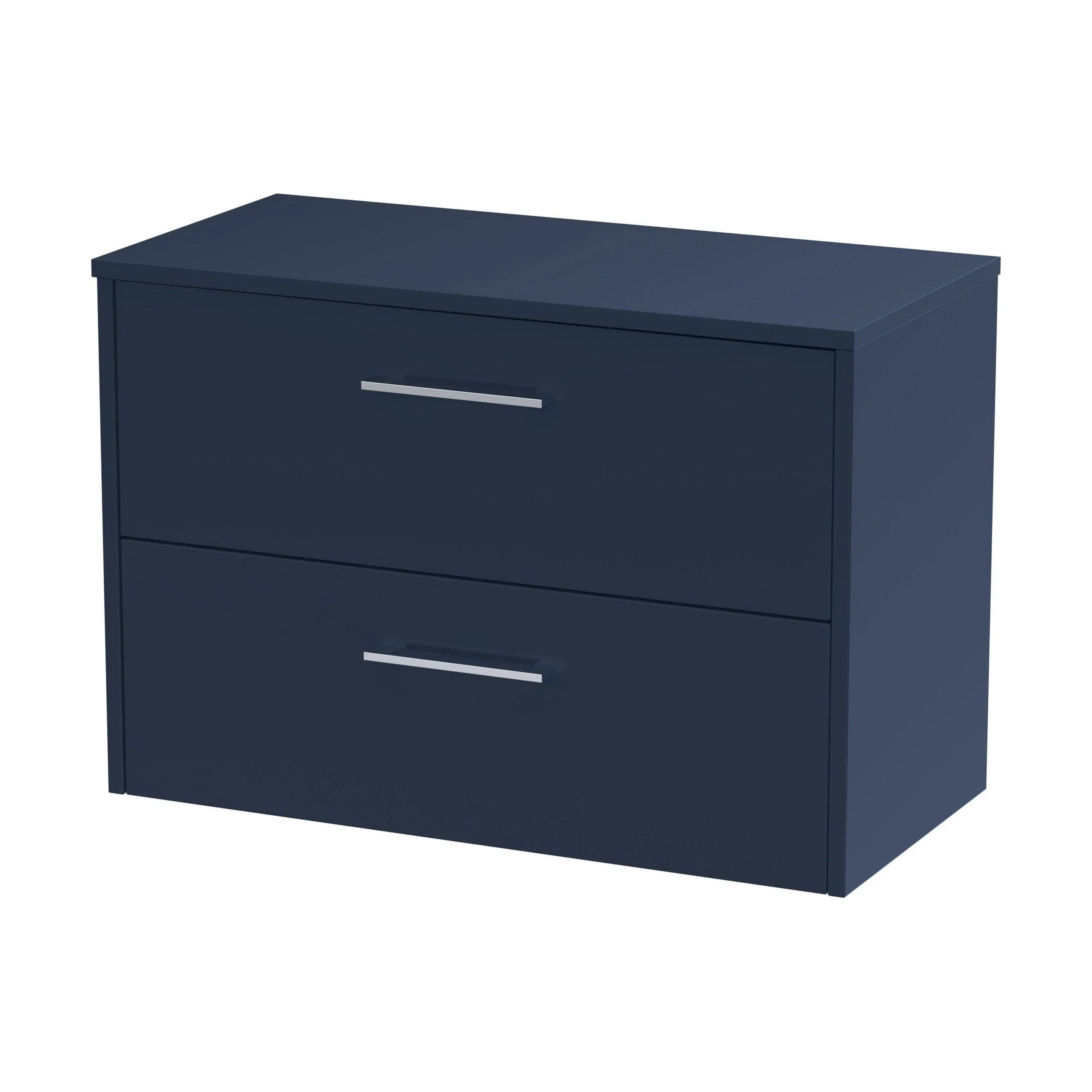 Winshill Contemporary 2 Drawer Wall Hung Vanity Unit with Worktop, Dark Blue, 800mm