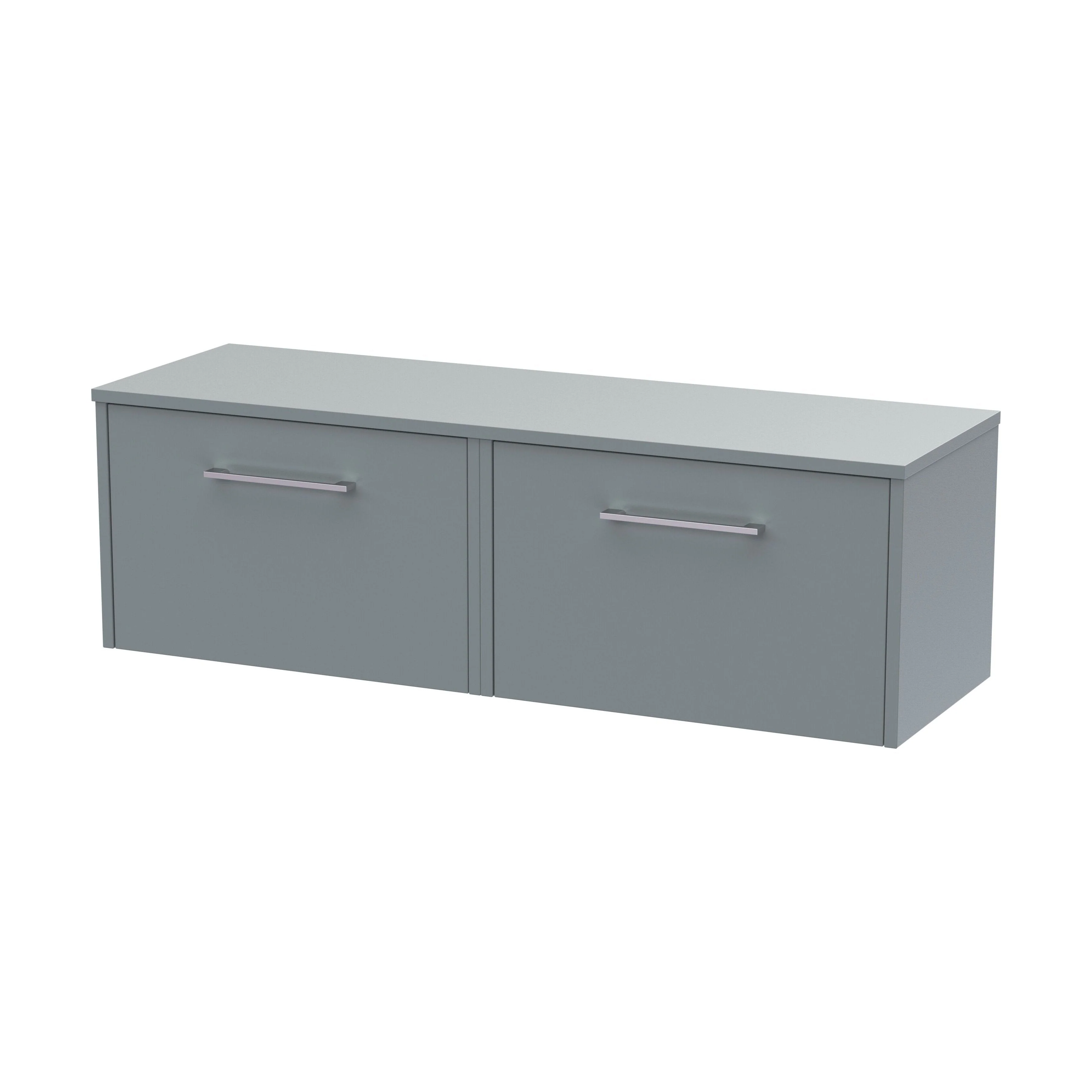 Winshill Contemporary 2 Drawer Wall Hung Vanity Unit with Worktop, Grey, 1200mm