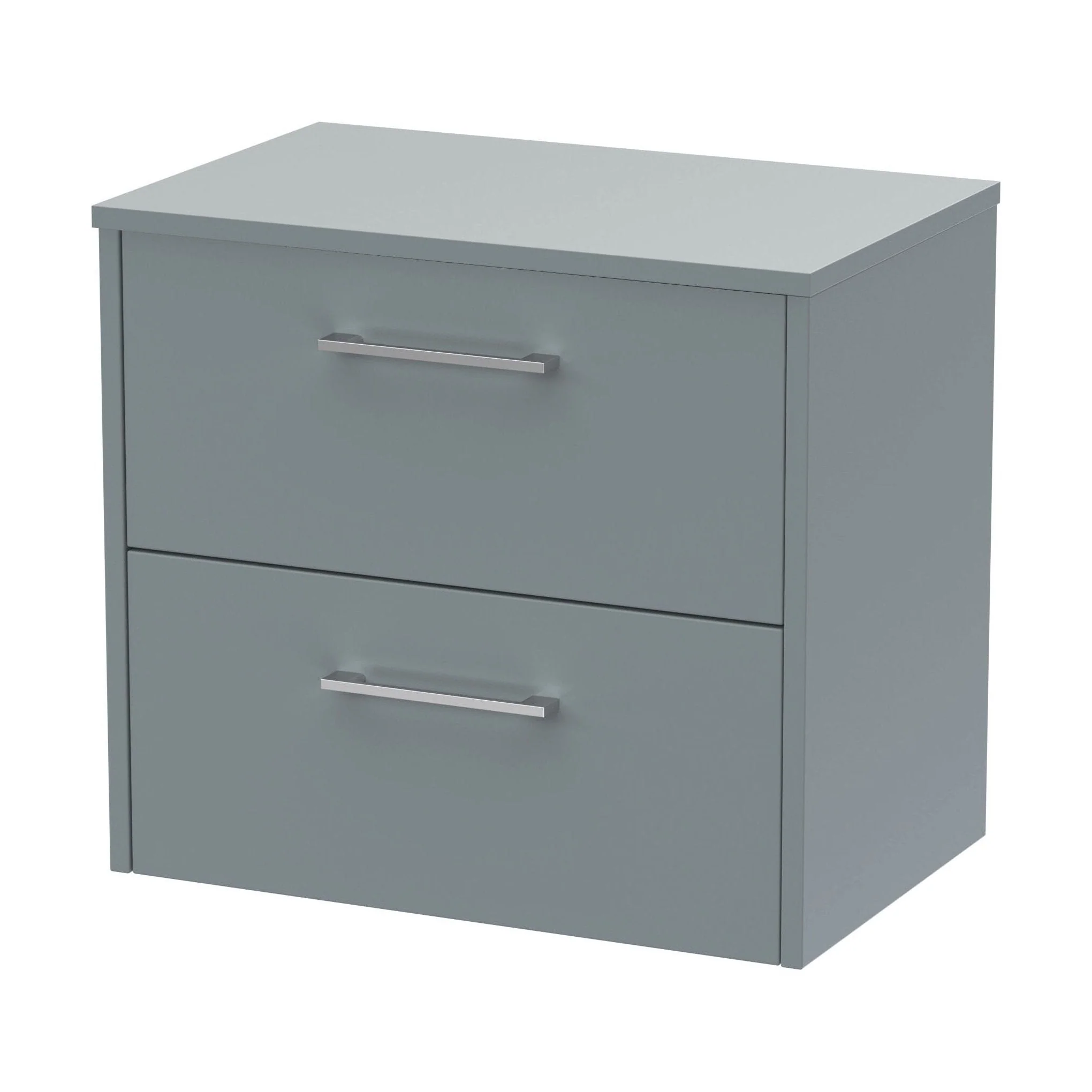 Winshill Contemporary 2 Drawer Wall Hung Vanity Unit with Worktop, Grey, 600mm