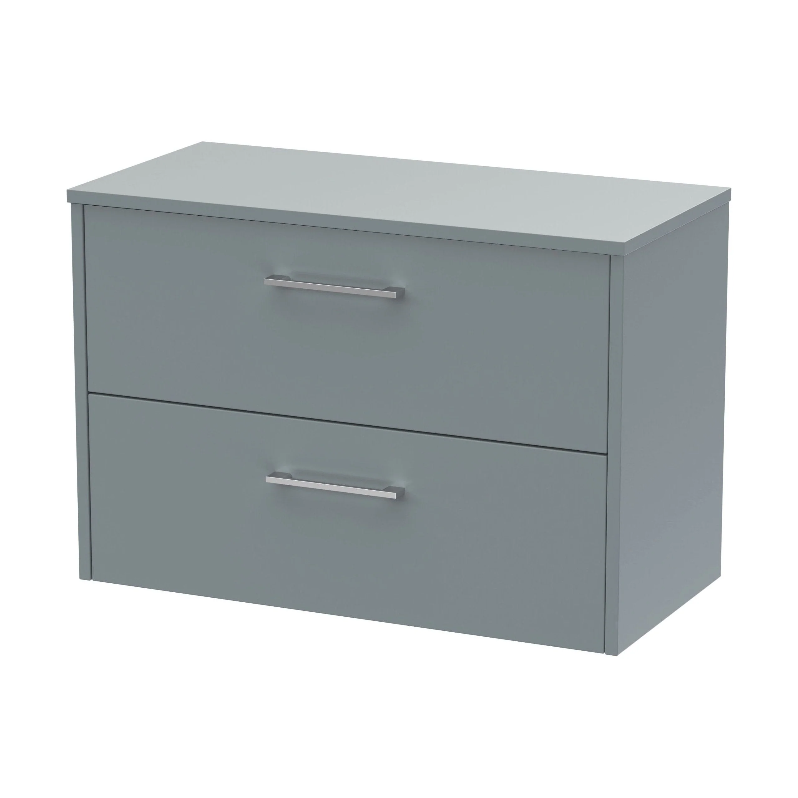 Winshill Contemporary 2 Drawer Wall Hung Vanity Unit with Worktop, Grey, 800mm