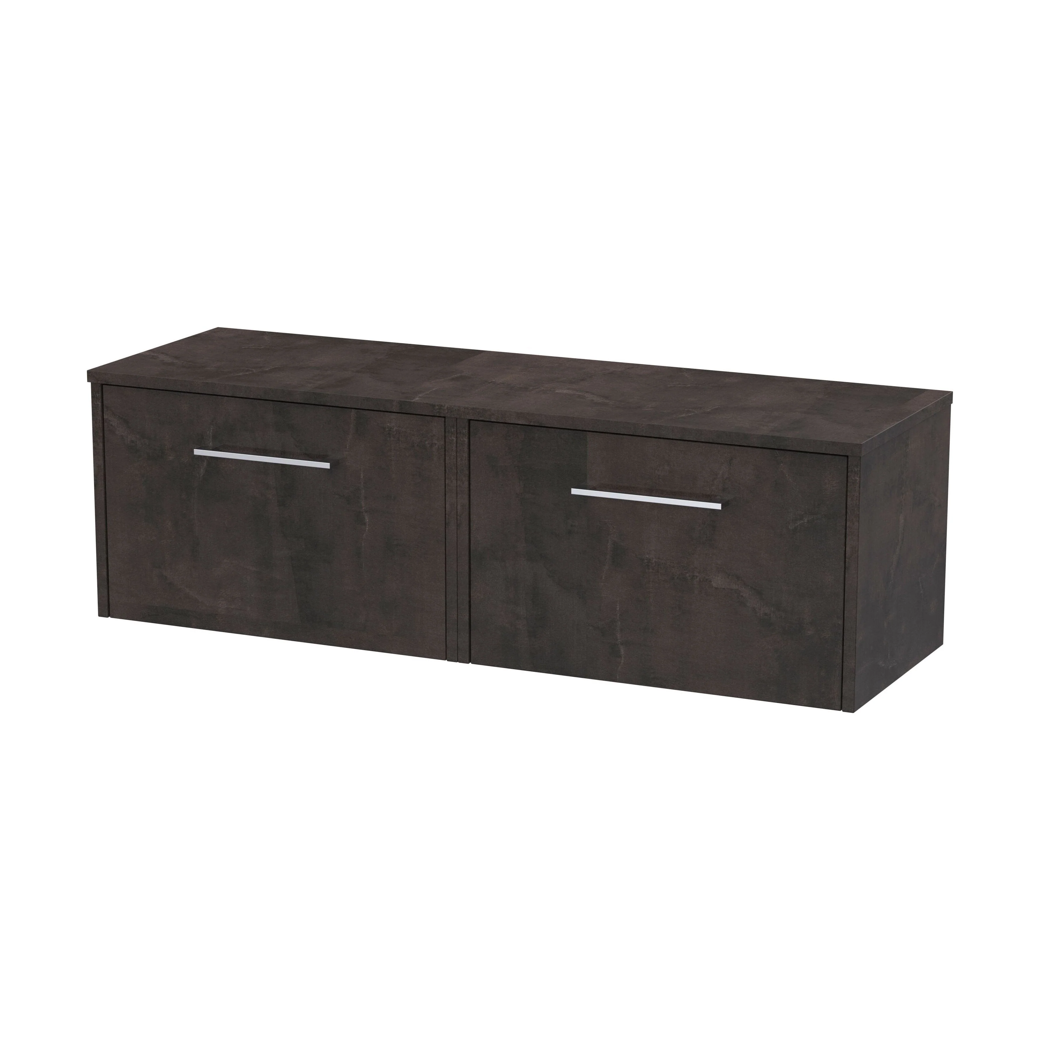 Winshill Contemporary 2 Drawer Wall Hung Vanity Unit with Worktop, Metallic Slate, 1205mm