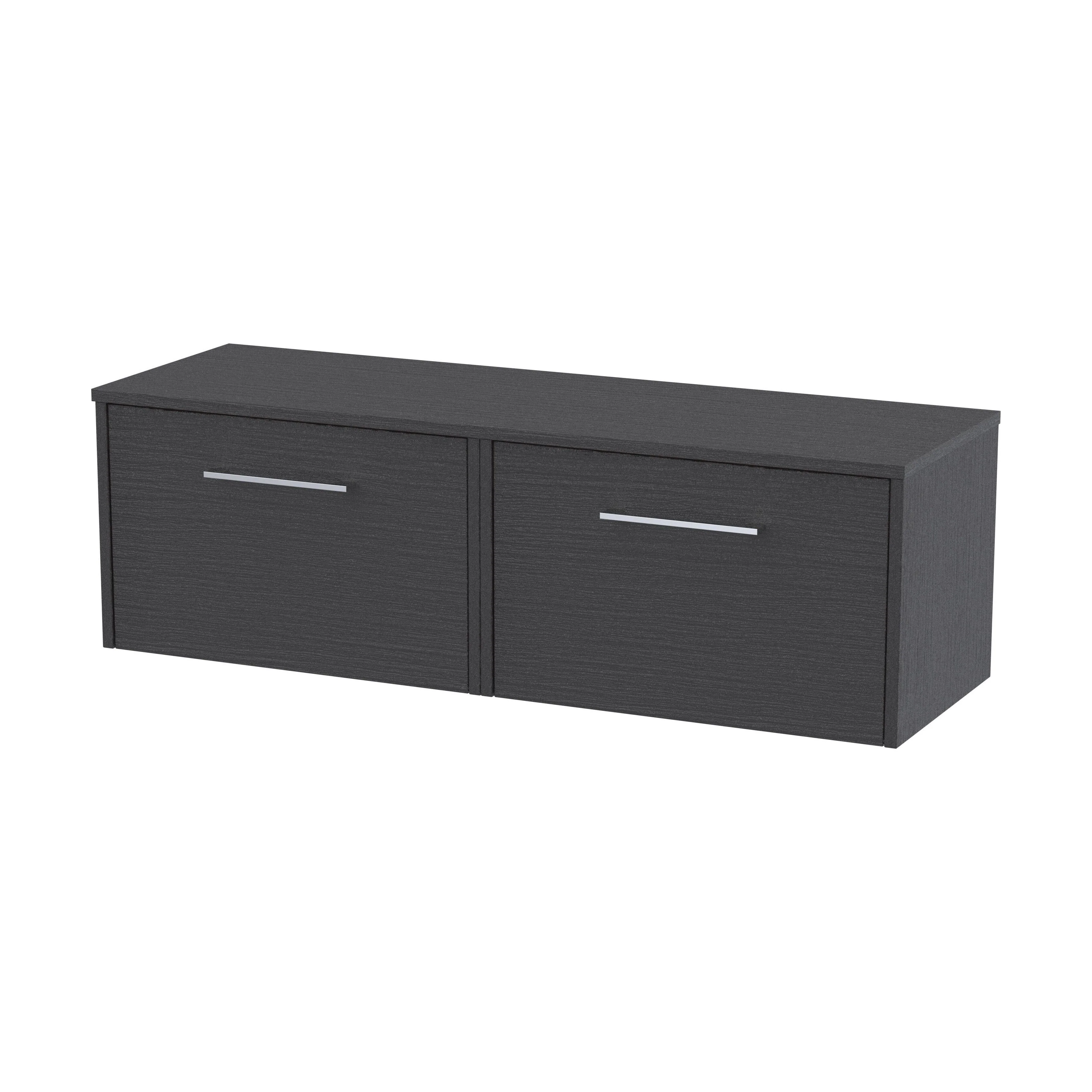 Winshill Contemporary 2 Drawer Wall Hung Vanity Unit with Worktop, Woodgrain Dark Grey, 1200mm