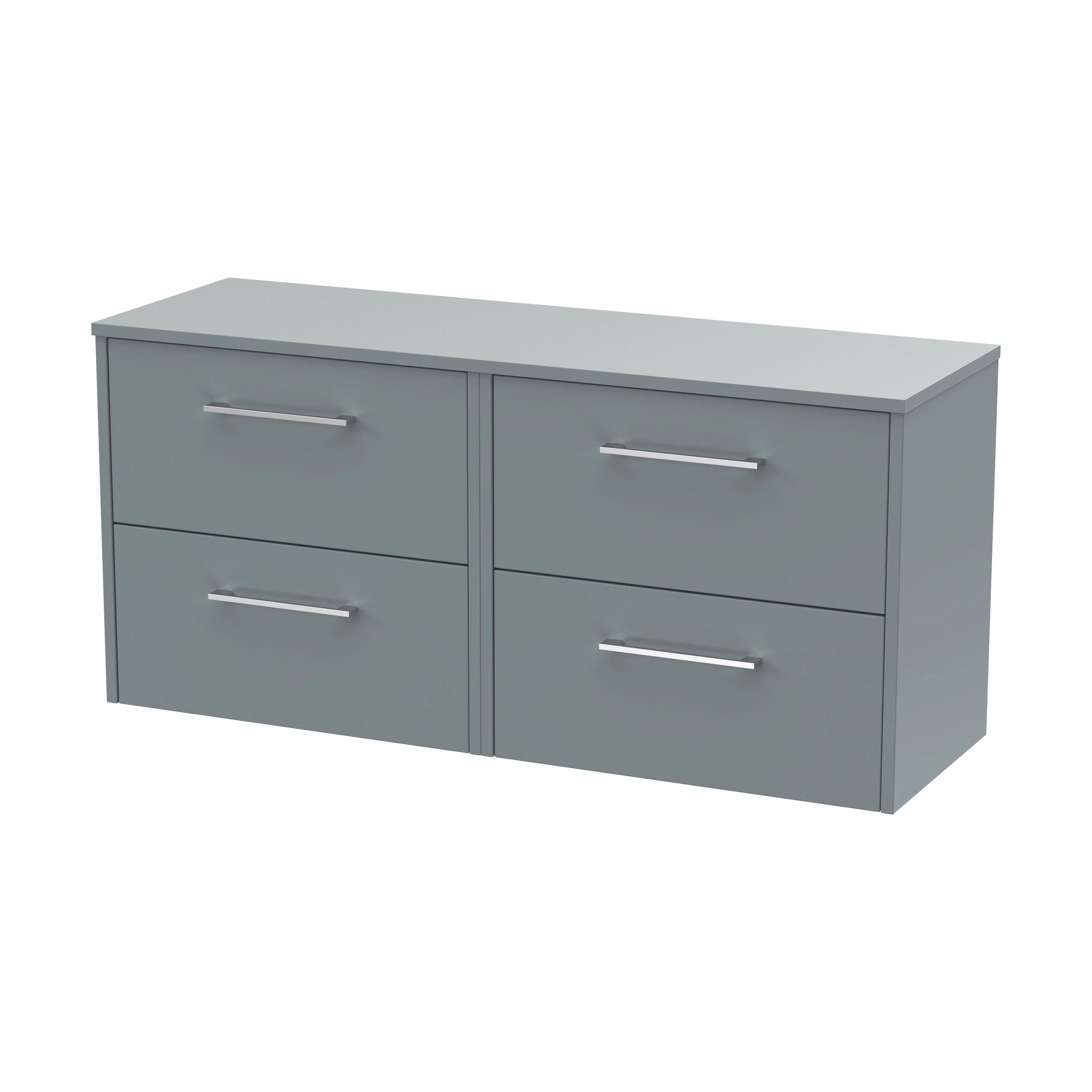 Winshill Contemporary 4 Drawer Wall Hung Vanity Unit with Worktop, Grey, 1200mm