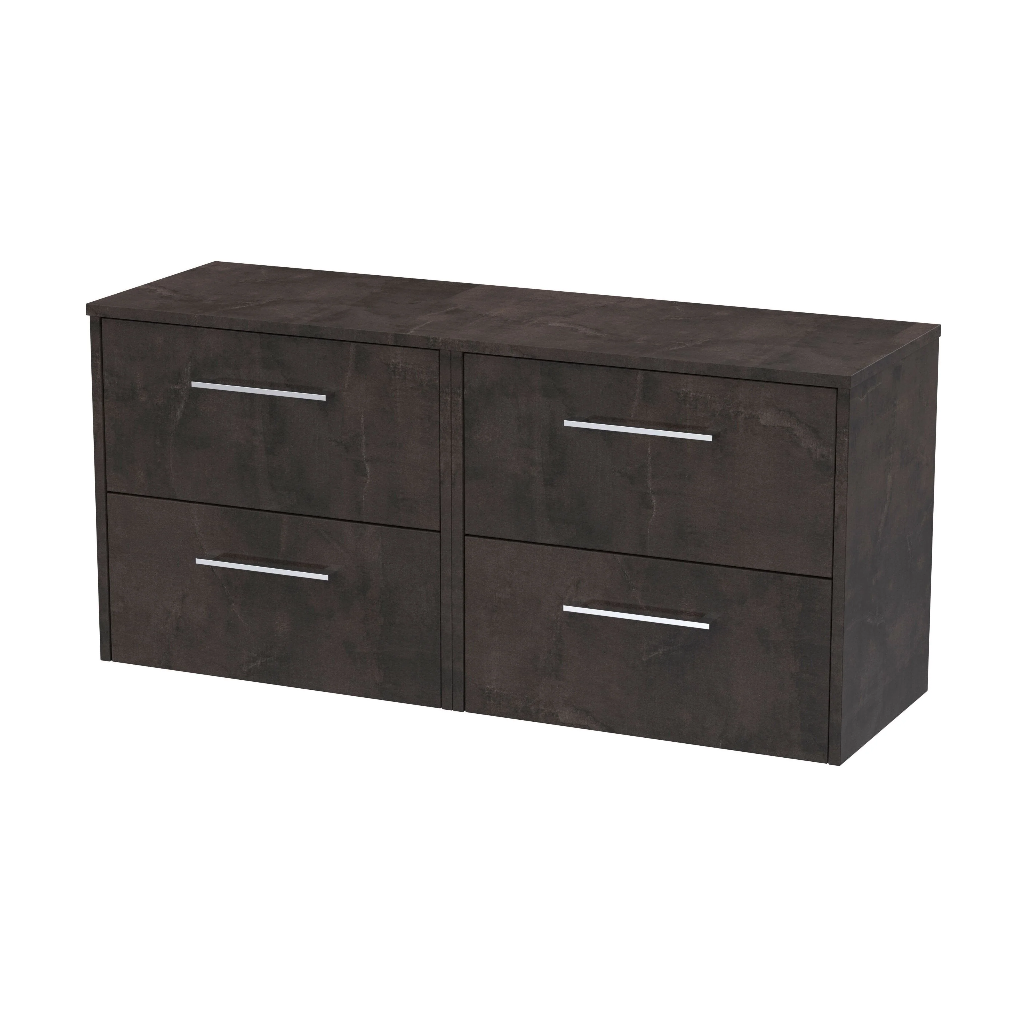 Winshill Contemporary 4 Drawer Wall Hung Vanity Unit with Worktop, Metallic Slate, 1200mm