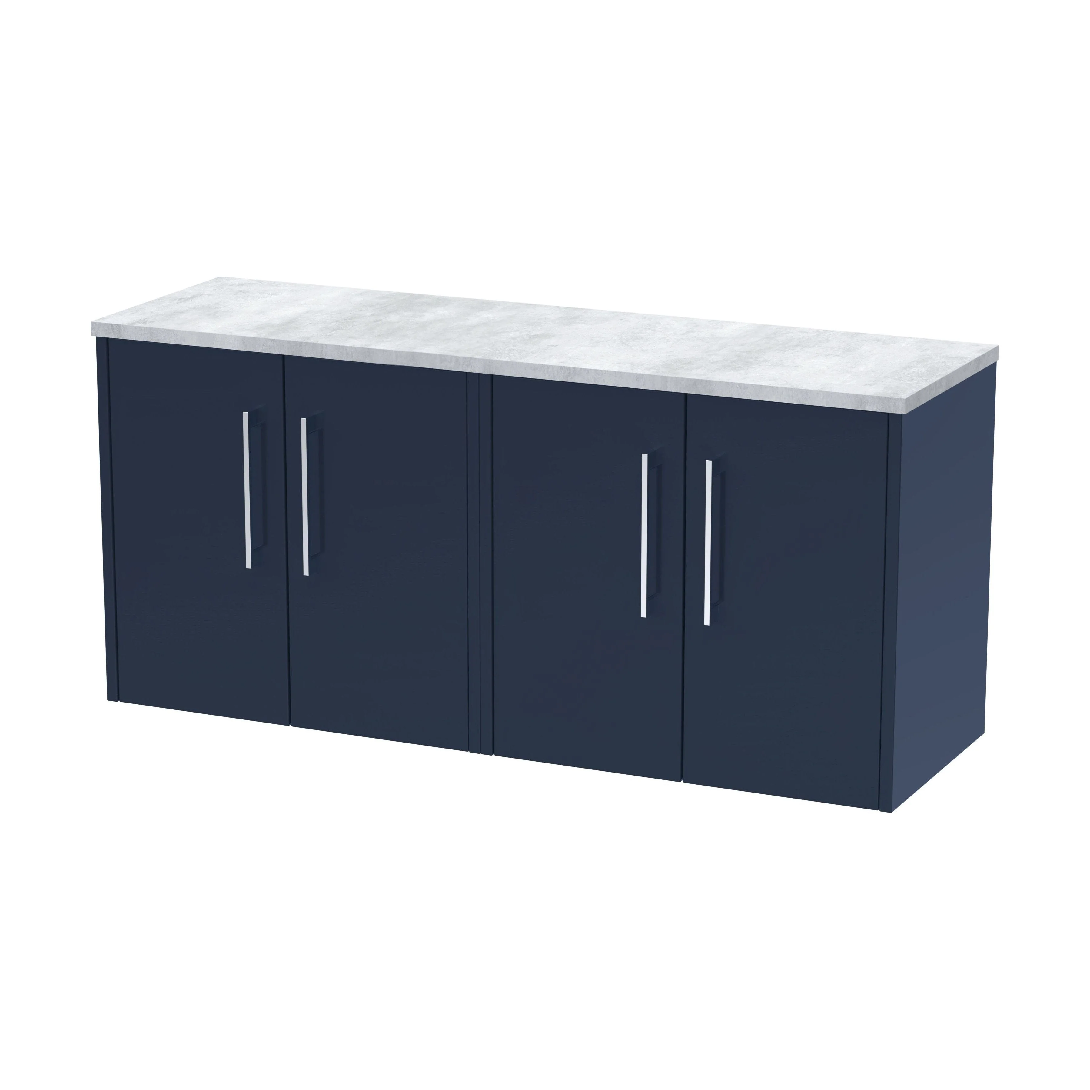 Winshill Contemporary Wall Hung Vanity Unit with Laminate Worktop, Dark Blue, 1205mm