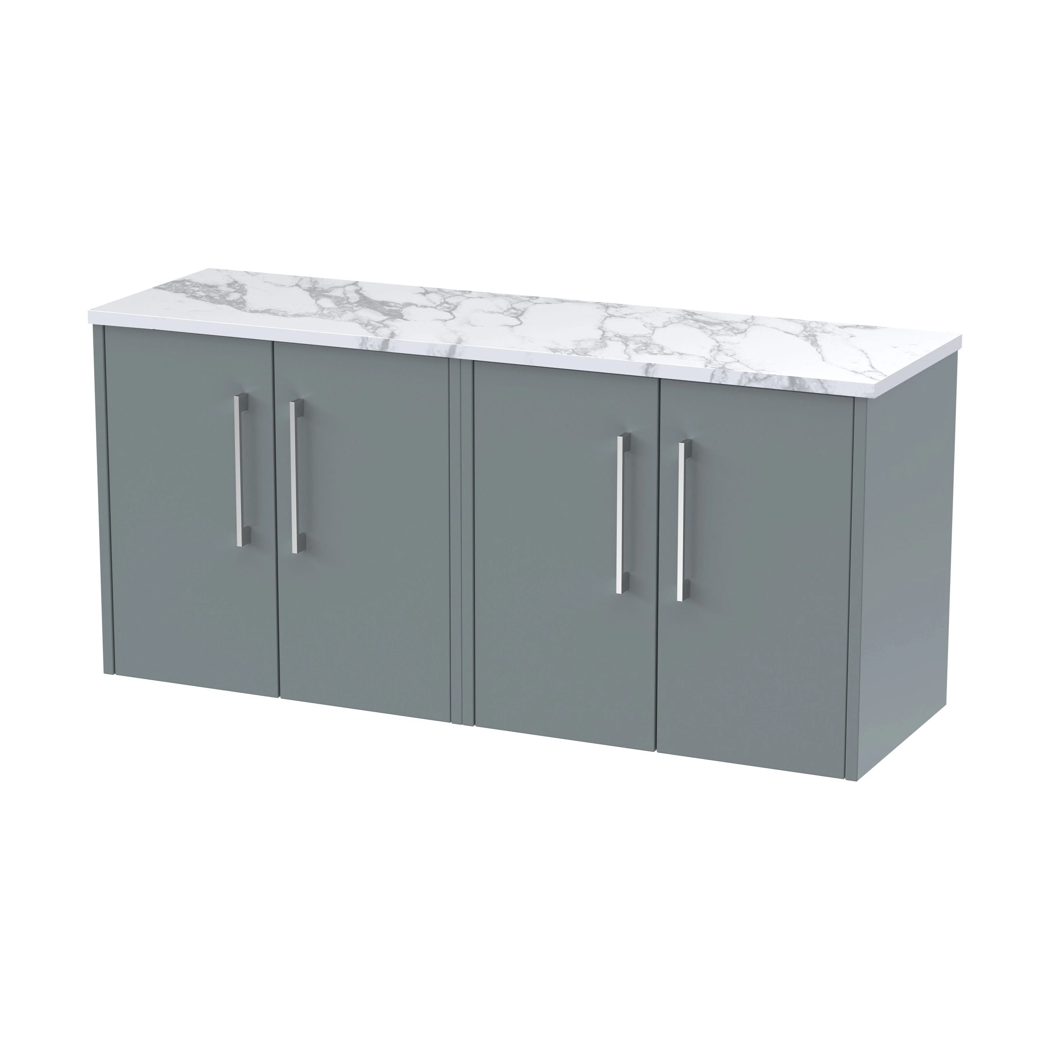 Winshill Contemporary Wall Hung Vanity Unit with Laminate Worktop, Grey, 1200mm