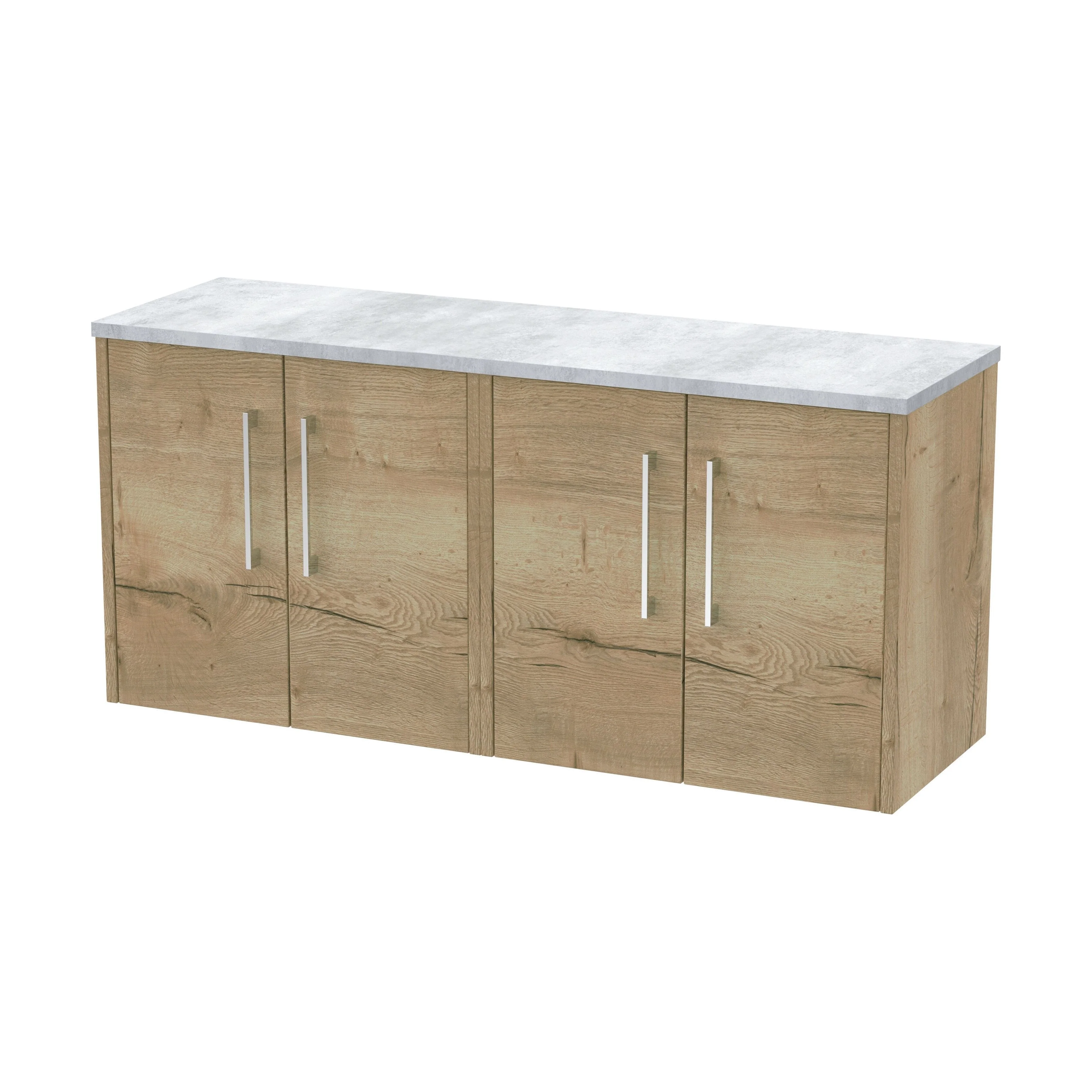 Winshill Contemporary Wall Hung Vanity Unit with Laminate Worktop, Light Oak, 1200mm
