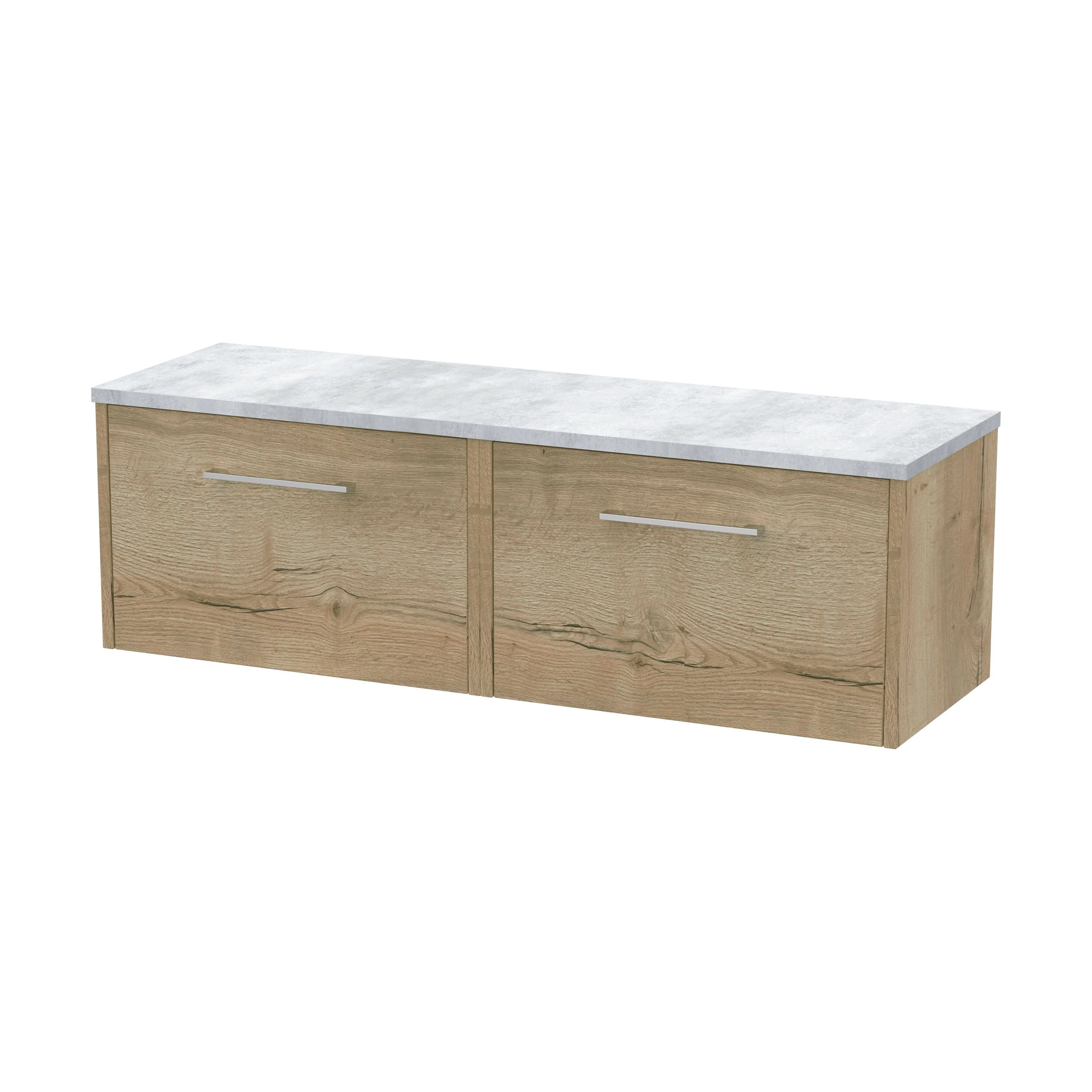 Winshill Contemporary Wall Hung Vanity Unit with Laminate Worktop, Light Oak, 1200mm