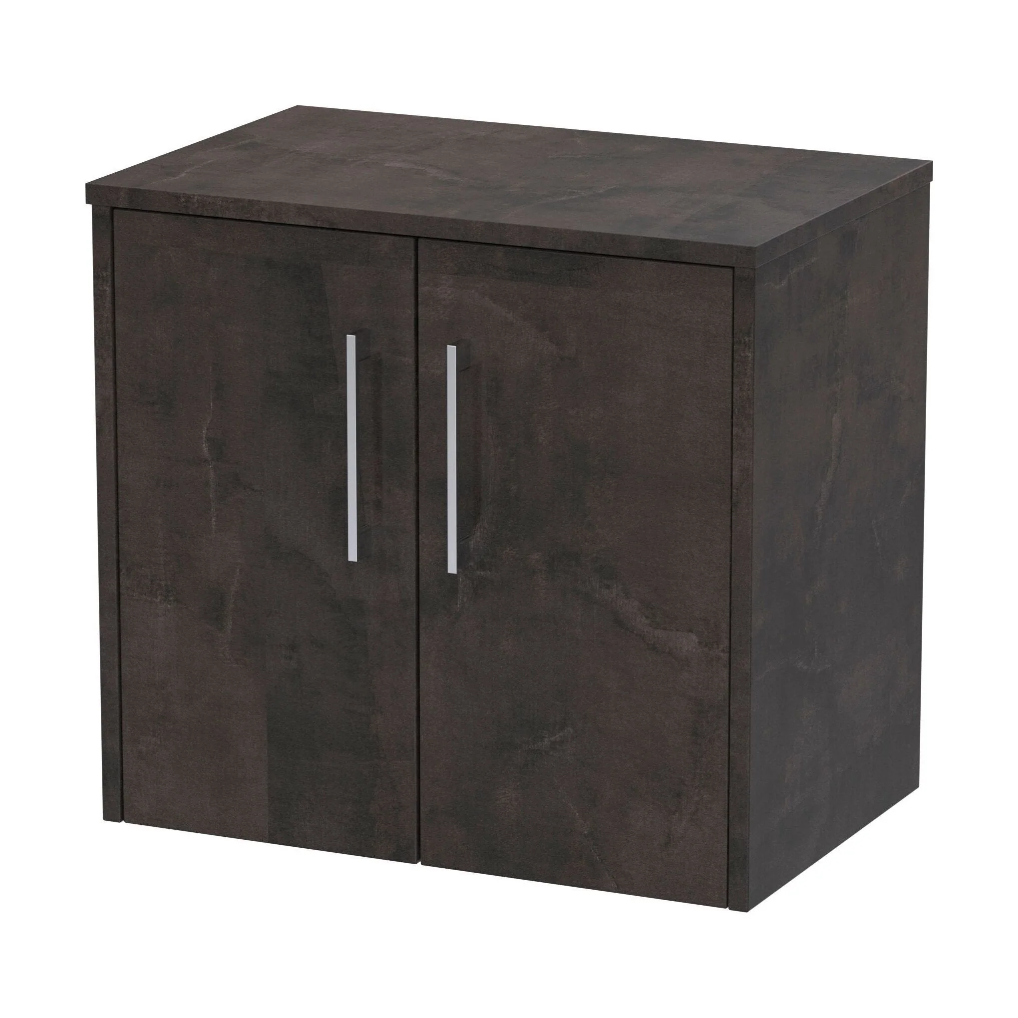 Winshill Contemporary Wall Hung Vanity Unit with Worktop, Metallic Slate, 600mm