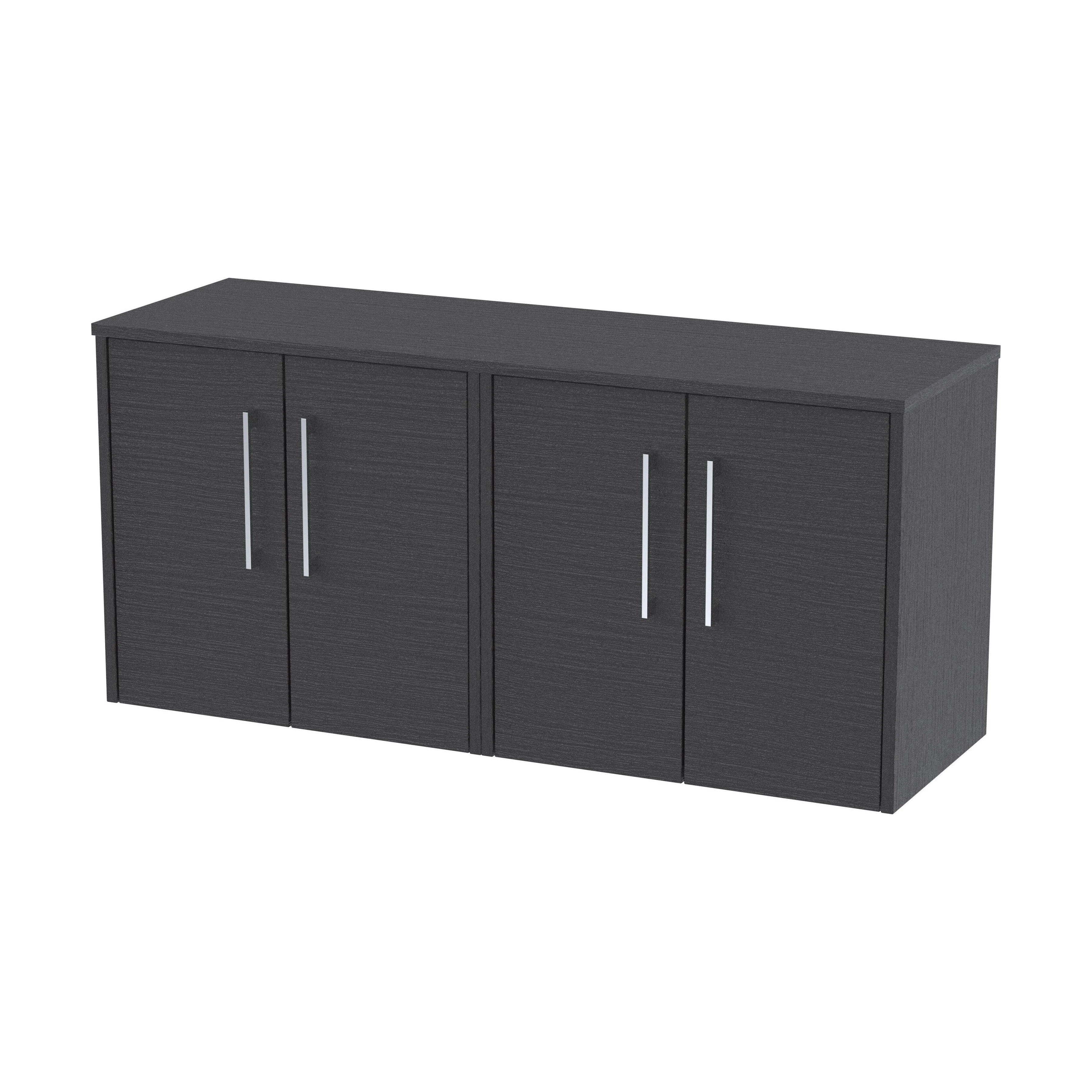 Winshill Contemporary Wall Hung Vanity Unit with Worktop, Woodgrain Dark Grey, 1200mm