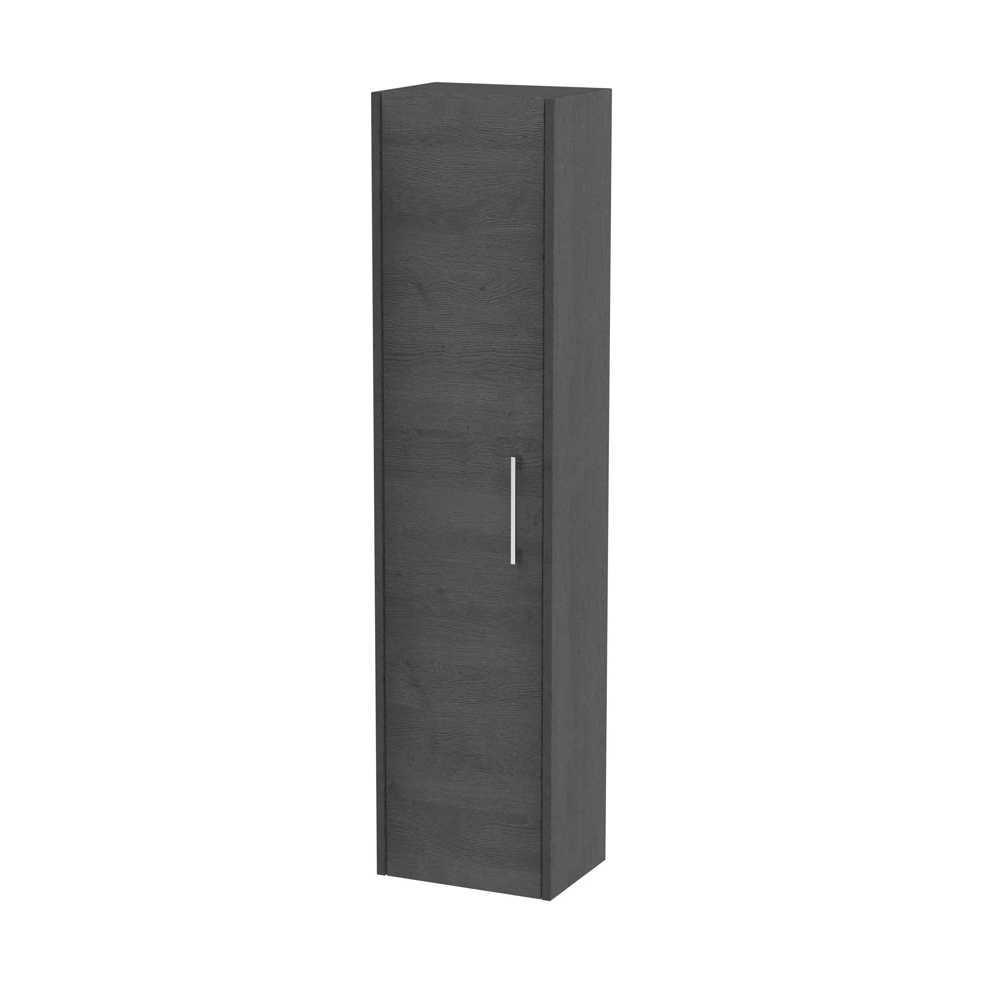 Winshill Wall Hung 1 Door Tall Cabinet - Woodgrain Dark Grey - 350mm